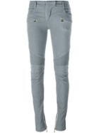 Balmain Biker Jeans, Women's, Size: 34, Grey, Cotton/polyester/spandex/elastane