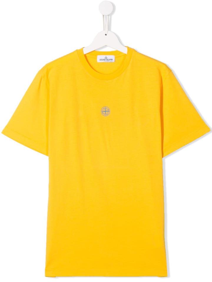 Stone Island Junior Logo Print T-shirt - Yellow