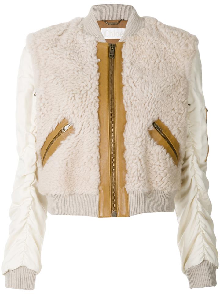 Chloé Zipped Shearling Jacket - Nude & Neutrals