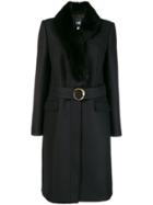 Cavalli Class Fur Collar Coat - Black