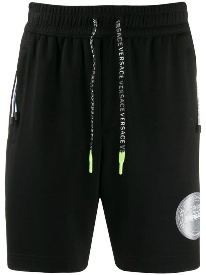 Versace Logo Patch Track Shorts - Black