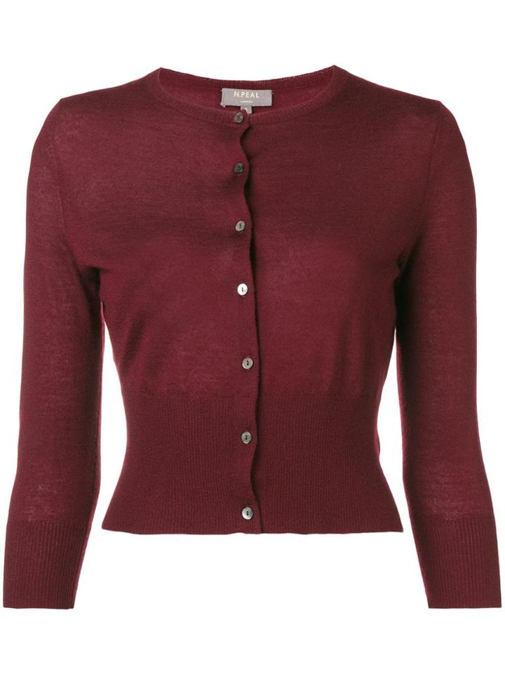 N.peal Superfine Cropped Cardigan - Red