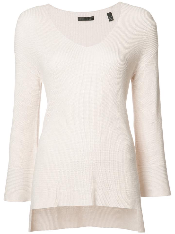 Atm Anthony Thomas Melillo Asymmetric V-neck Jumper, Women's, Size: Xs, Pink/purple, Modal/cotton/nylon/wool