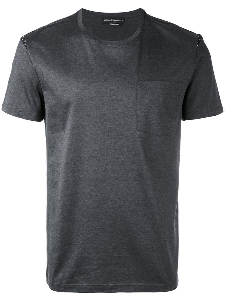 Alexander Mcqueen - Skull Insert T-shirt - Men - Cotton - L, Grey, Cotton