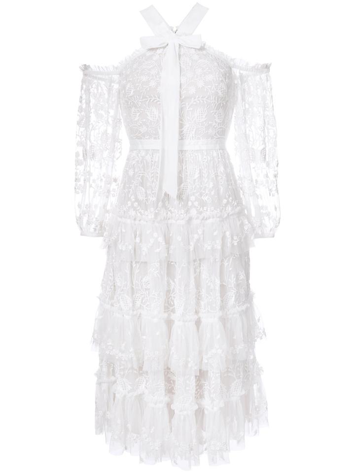 Needle & Thread Embroidered Lace Dress - White