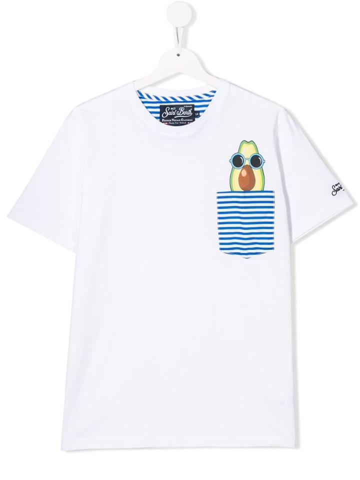 Mc2 Saint Barth Kids Avocado Print Patch T-shirt - White