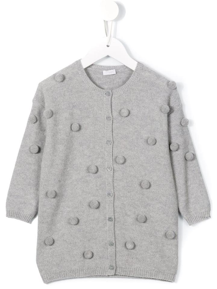 Il Gufo Pom-pom Cardigan, Toddler Girl's, Size: 2 Yrs, Grey