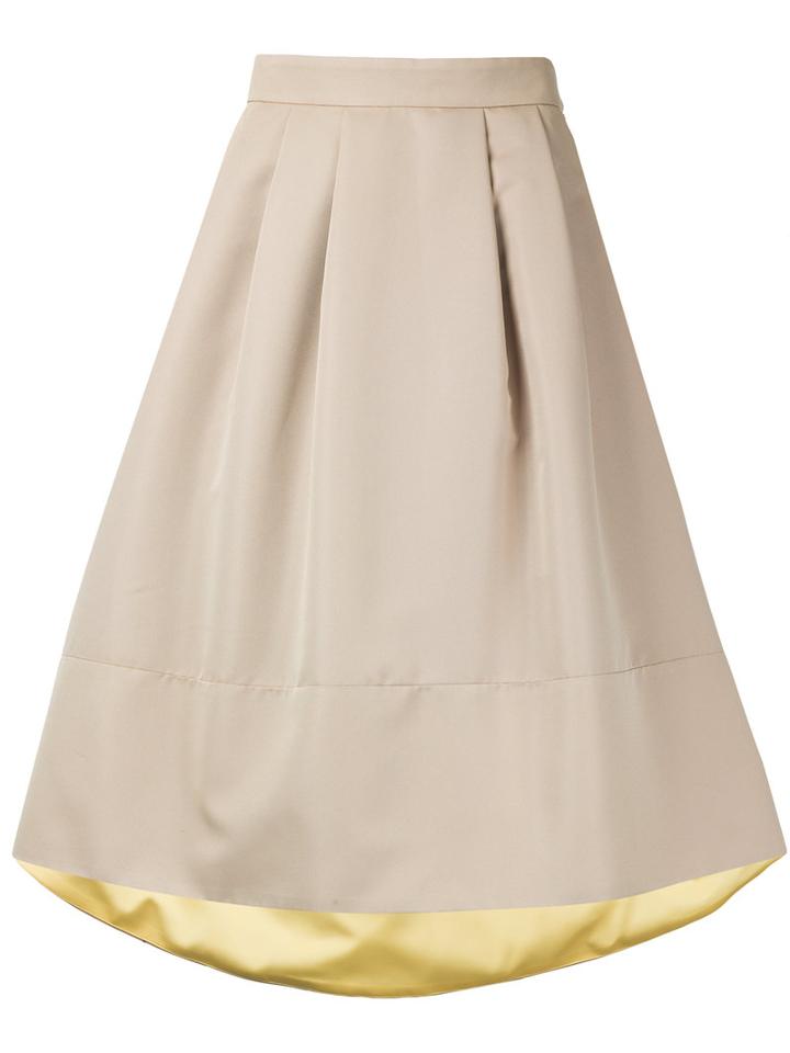 Loveless - High Low Hem Full Midi Skirt - Women - Polyester/cupro - 34, Nude/neutrals, Polyester/cupro