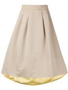 Loveless - High Low Hem Full Midi Skirt - Women - Polyester/cupro - 34, Nude/neutrals, Polyester/cupro