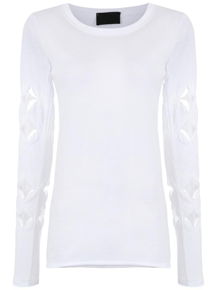 Andrea Bogosian Cut Out Longsleeves T-shirt - White