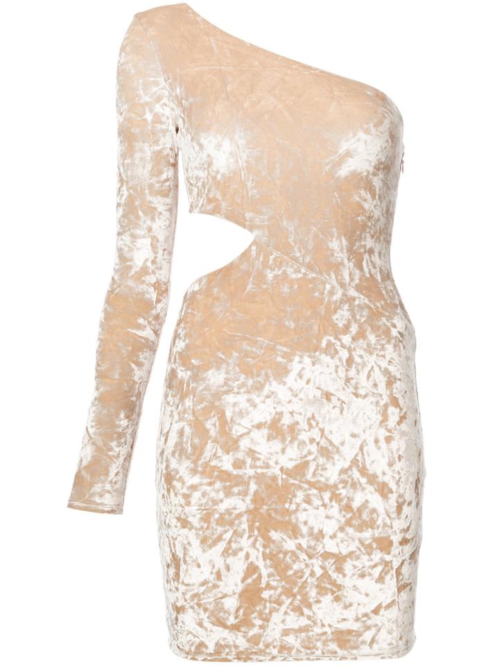 Alice+olivia Velvety One-shoulder Mini Dress - Nude & Neutrals