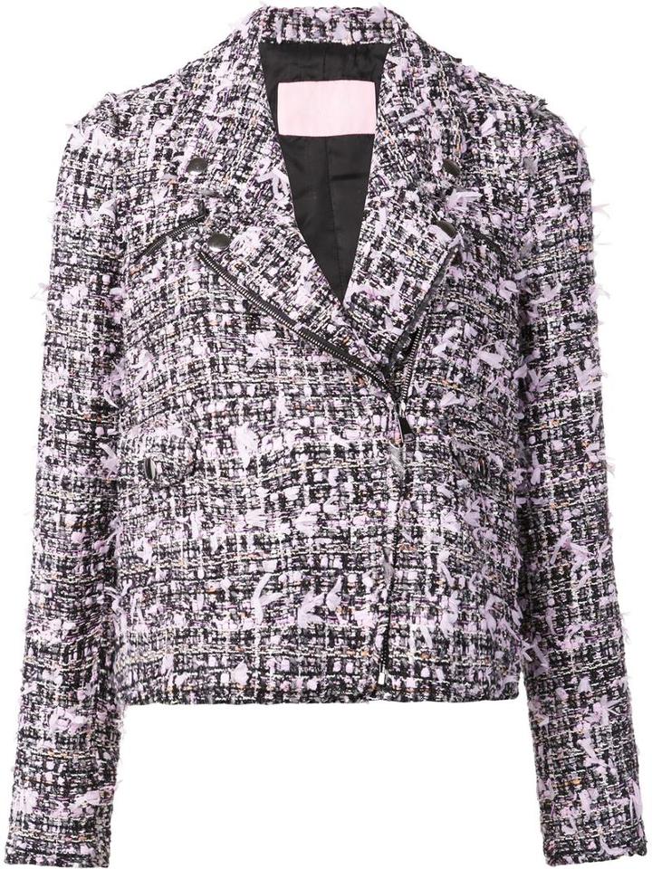 Giamba Woven Cropped Jacket, Women's, Size: 40, Black, Polyimide/acrylic/cotton/polyester