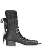 Philosophy Di Lorenzo Serafini Lace-up Fringe Sandals - Black