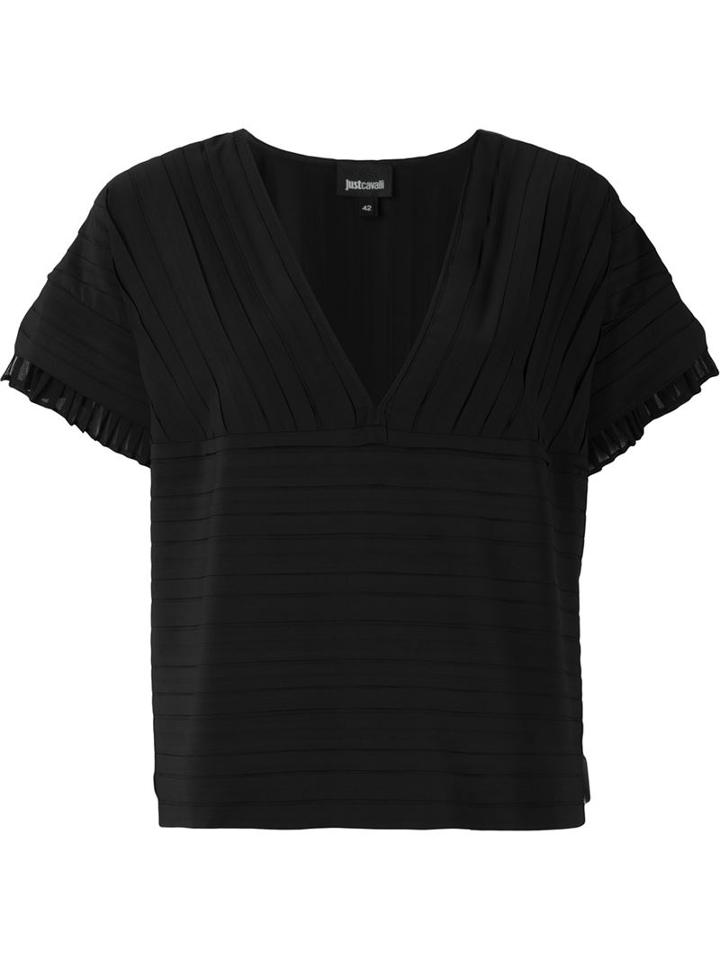 Just Cavalli Pleated V-neck Boxy Top