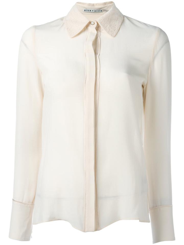 Alice+olivia Classic Long Sleeve Shirt, Women's, Size: Xs, Nude/neutrals, Silk/nylon