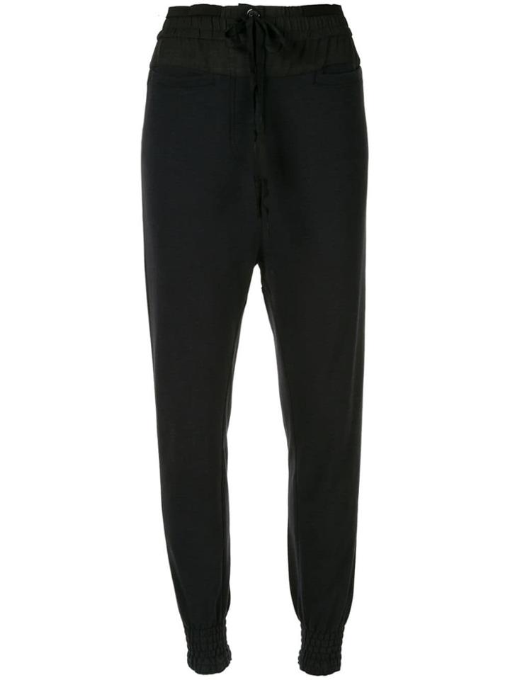 Ann Demeulemeester Drawstring Panelled Jogging Trousers - Black