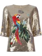 Dolce & Gabbana Sequinned Top, Women's, Size: 40, Grey, Cotton/nylon/spandex/elastane