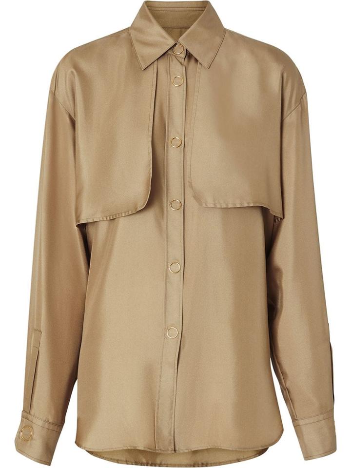 Burberry Cape Detail Silk Shirt - Brown