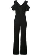 Cushnie Ruffle Flared Jumpsuit - Black