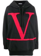 Valentino Vlogo Print Hoodie - Black