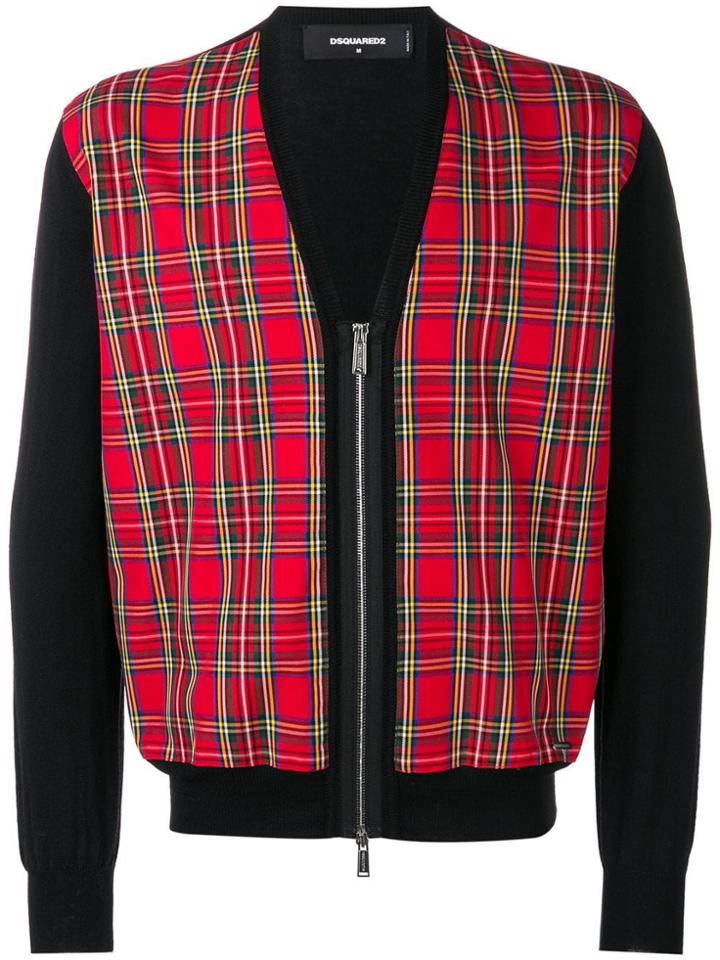 Dsquared2 Plaid Zip-up Cardigan - Black