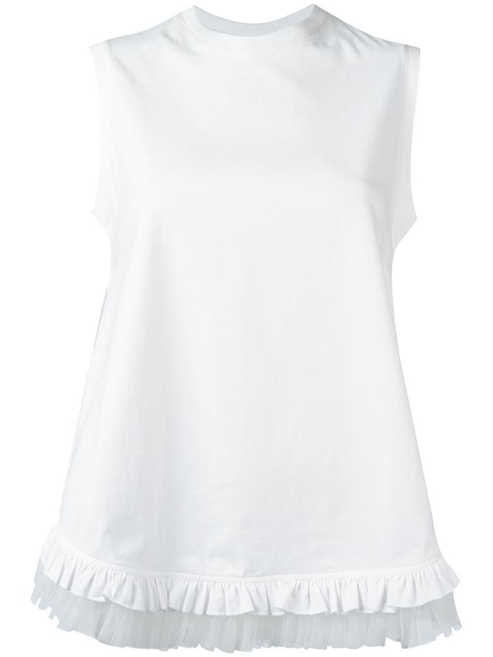 Simone Rocha Side Knot Pleated Trim Blouse, Women's, Size: Small, White, Cotton/polyamide
