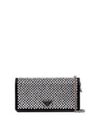 Prada Black Crystal-studded Leather Clutch