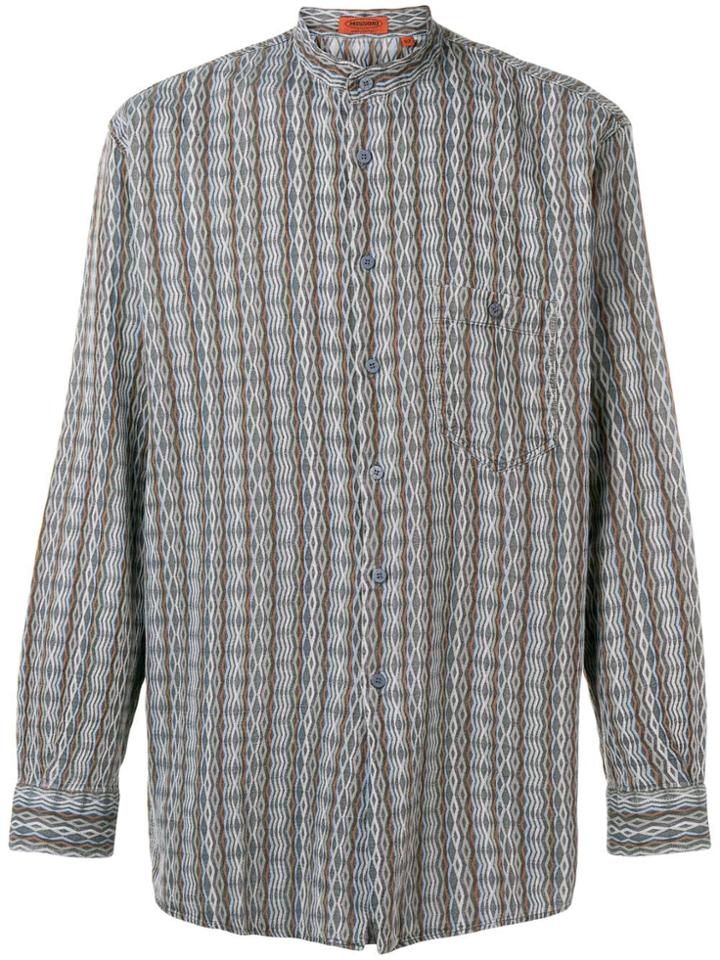 Missoni Vintage 2000's Mandarim Collar Printed Shirt - Grey