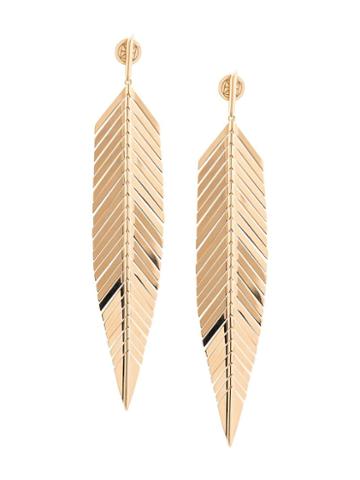 Cadar 18kt Yellow Gold Large Feather Drop Earrings