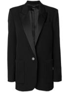 Isabel Marant - Laya Satin Trim Jacket - Women - Polyester/viscose/wool - 36, Black, Polyester/viscose/wool