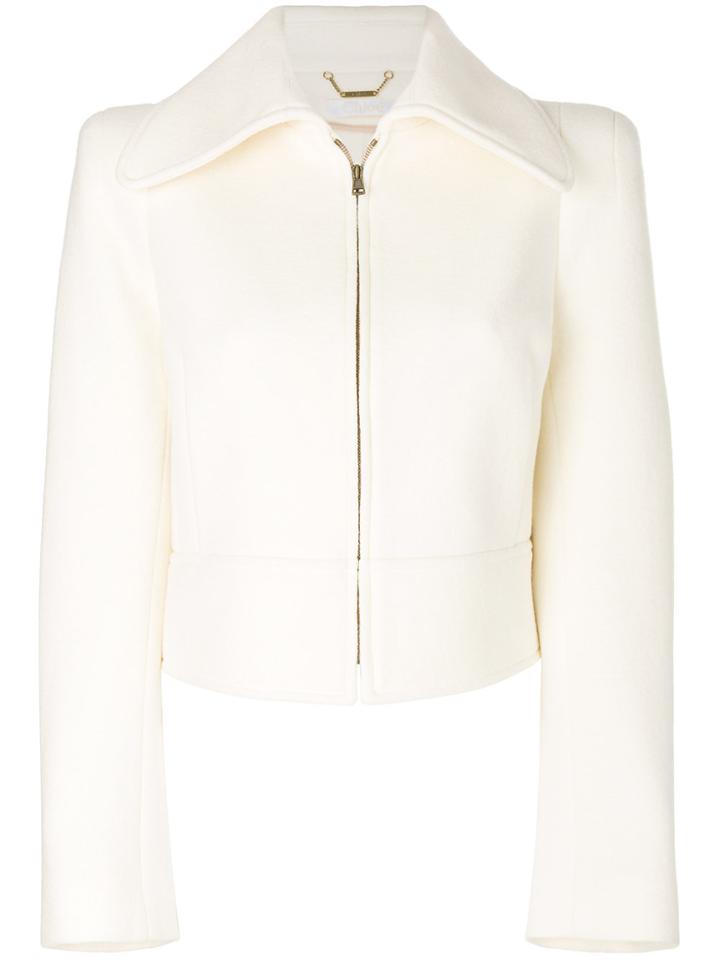 Chloé Exaggerated Collar Cropped Jacket - Nude & Neutrals