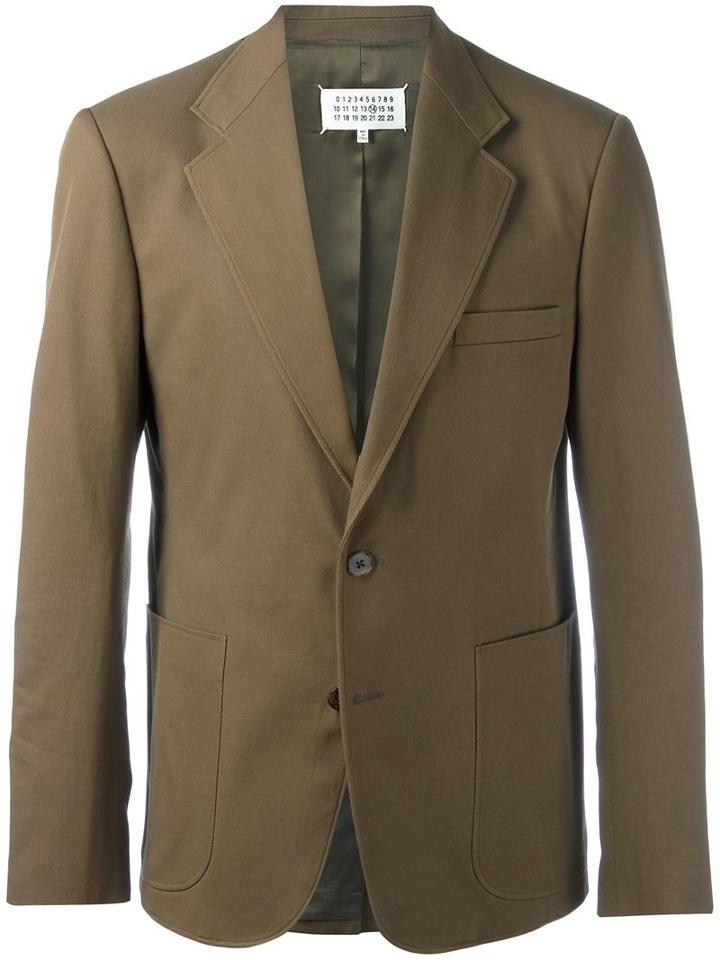 Maison Margiela Button Front Blazer, Men's, Size: 48, Green, Cotton/viscose
