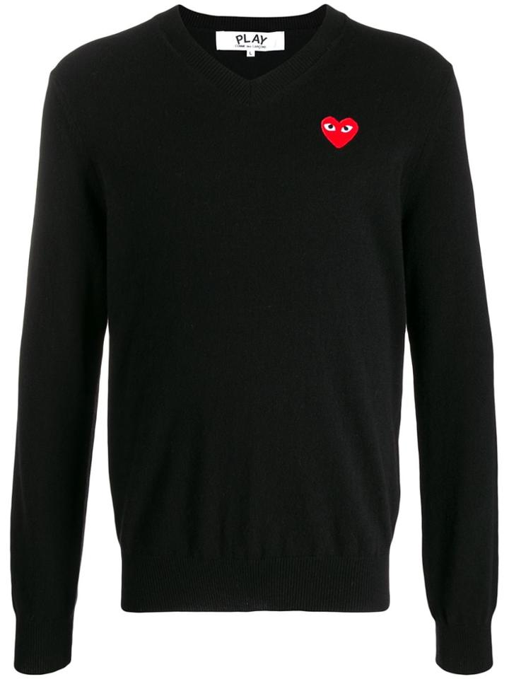 Comme Des Garçons Play Logo Embroidered Sweater - Black