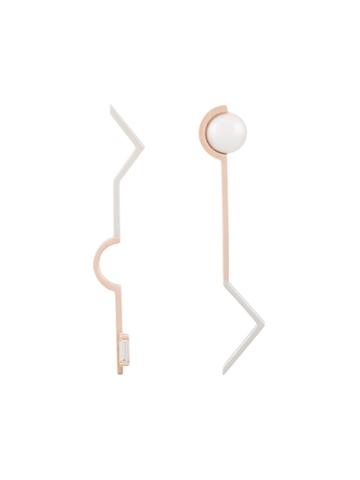 Kova Diamond And Pearl Geometric Earrings - Metallic