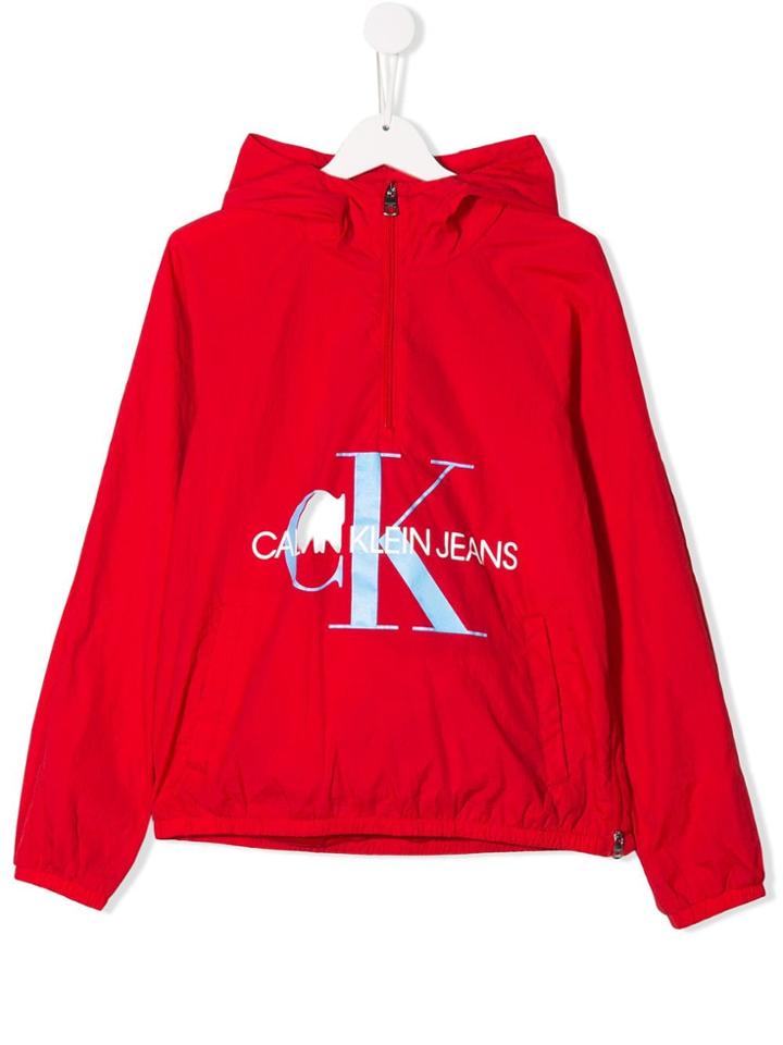 Calvin Klein Kids Half Zip Hoodie - Red