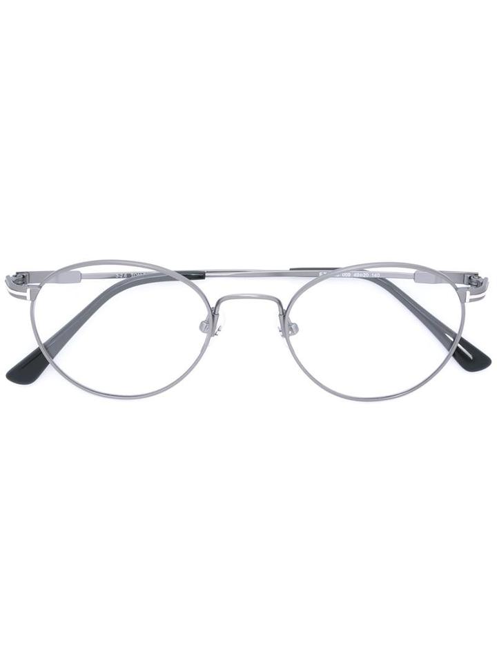 Tom Ford Eyewear Oval Frame Glasses, Grey, Titanium/metal (other)/acetate