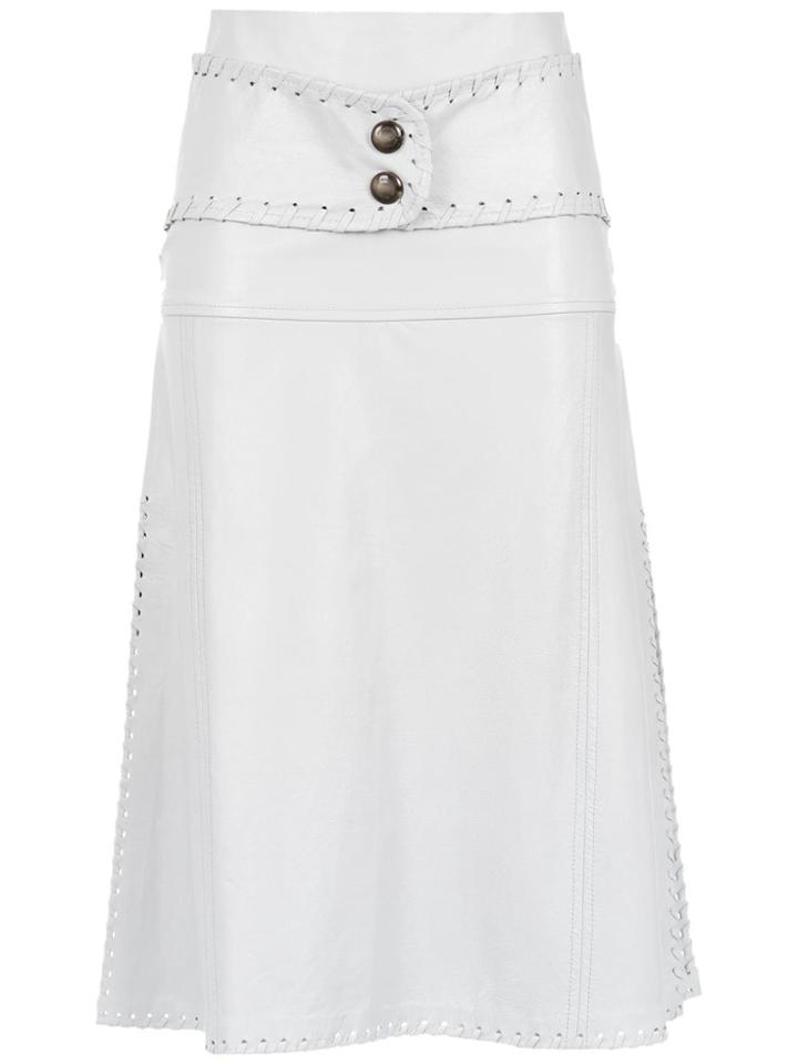 Andrea Bogosian Leather Midi Skirt - Grey