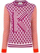 Kenzo - K Geometric Intarsia Jumper - Women - Cotton/wool - S, Pink/purple, Cotton/wool
