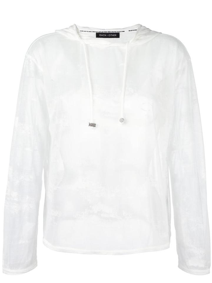Each X Other Sheer Hoodie, Women's, Size: Small, White, Cotton/polyester