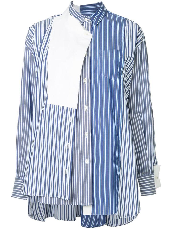 Sacai Stripe Mix Shirt - Blue