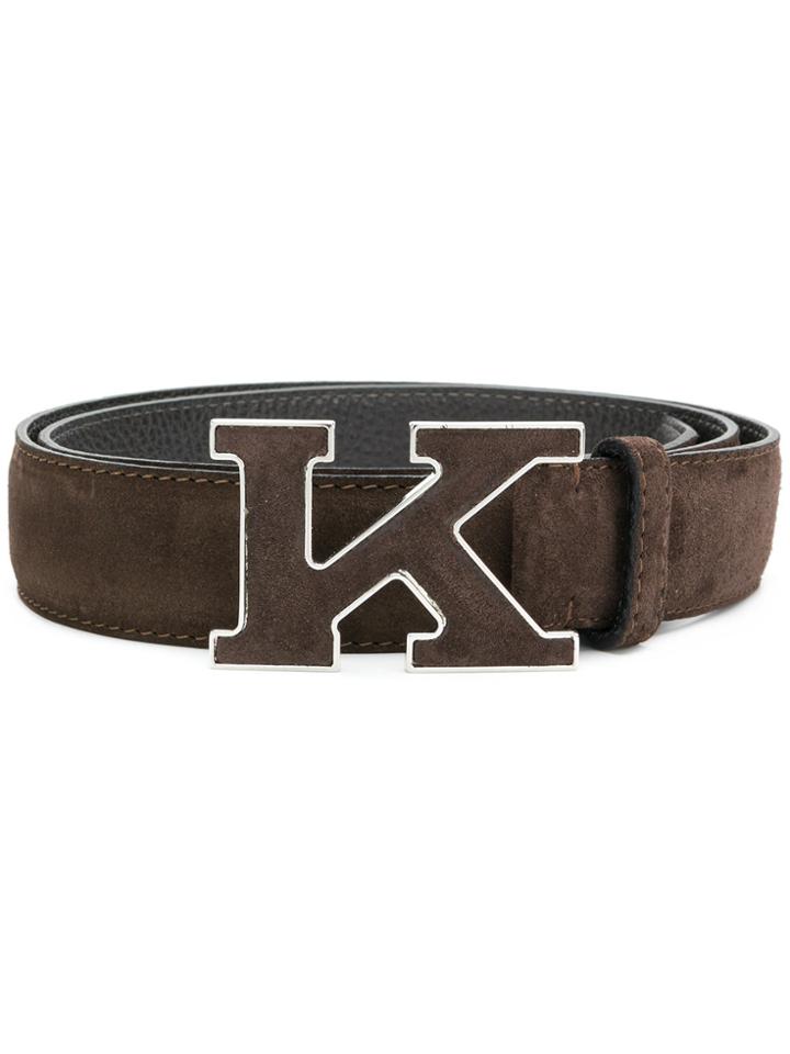 Kiton Logo Plaque Belt - Brown