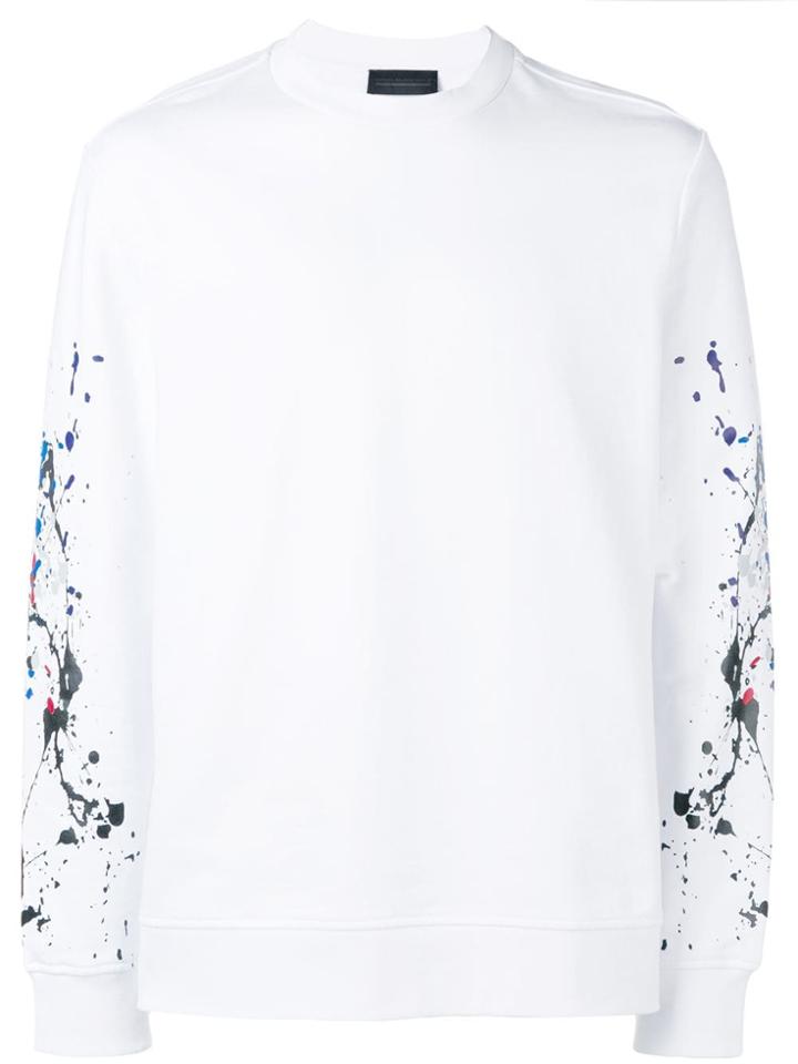 Diesel Black Gold Paint Splattered Boxy Sweatshirt - White