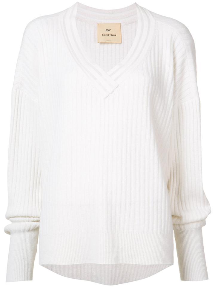 By. Bonnie Young - Deep V-neck Ribbed Jumper - Women - Cashmere - 10, Women's, White, Cashmere