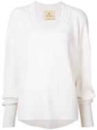 By. Bonnie Young - Deep V-neck Ribbed Jumper - Women - Cashmere - 10, Women's, White, Cashmere