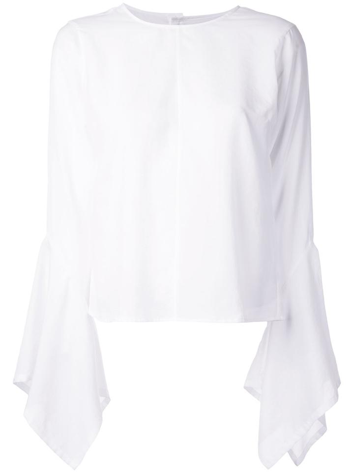 Lamarck - Pleated Sleeves Top - Women - Cotton/polyester/triacetate - 1, Women's, White, Cotton/polyester/triacetate