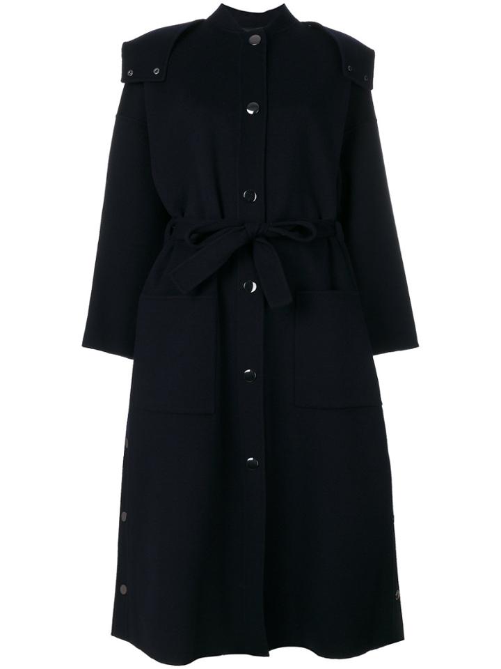 Emporio Armani Belted Hood Coat - Blue