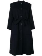 Emporio Armani Belted Hood Coat - Blue