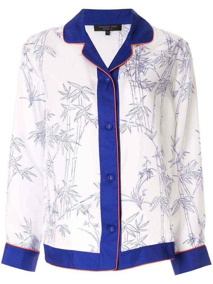 Shanghai Tang Pajama Shirt With Porcelain Bamboo Print - White
