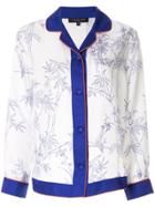 Shanghai Tang Pajama Shirt With Porcelain Bamboo Print - White