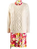 Junya Watanabe Layered Knit Shirt Dress - Neutrals